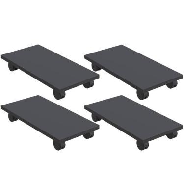 Imagem de Kit 04 Suportes Para Cpu Com Rodízios Cyber L03 Preto - Lyam Decor