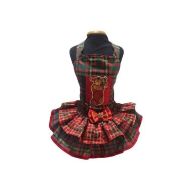 Imagem de Vestido Pet Jardineira Temático Verde Natal Para Cães Tam 4