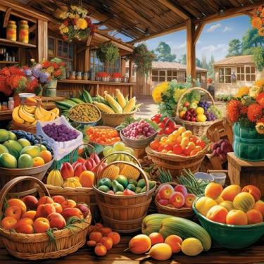 Imagem de Bullglesup Puzzles for Adults 1024 Pieces, Marketplace Jigsaw with Poster Letter on Back, Unique Pieces Fit Well No Dust (22.8"x22.8")