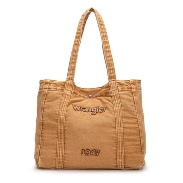 Imagem de Montana West x Bolsa jeans Wrangler para mulheres, bolsas de ombro e bolsas jeans, Marrom, Medium