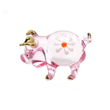 Imagem de Handmade Mini Pink Pig Glass Blown Art Pet Animal Collectible Figurines Figures Ornament Miniature Cool Stuff Teacher Gift Ideas for Birthday Home Shelf Table Office Decor Decoration No.1-Model Y2018