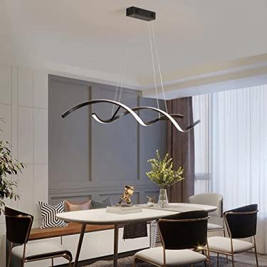 Imagem de Luminária pendente LED regulável com controle remoto Luminária pendente para mesa de jantar Lustre ajustável em altura Luminária pendente moderna para escritório Sala de jantar Estudo Sala d