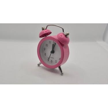 Imagem de CircuitStream Mini Despertador Retrô de Metal - Estilo Vintage Compacto com Alarme Eletrônico e Pintura Epóxi (Rosa)