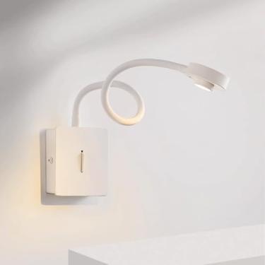 Imagem de Luminária de parede LED para leitura, luminária de cabeceira flexível, com interruptor liga/desliga, holofote de leitura moderno para cabeceira de quarto, 4000K, luminária de parede para cab