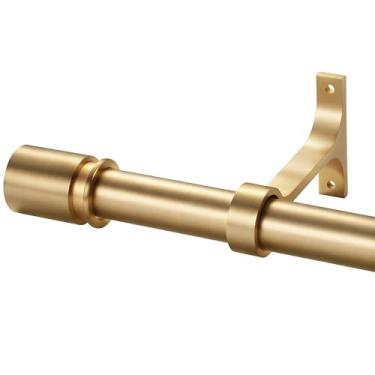 Imagem de Varões de cortina para janelas de 71 a 122 cm - acabamentos e suportes de alumínio - hastes decorativas de 2,5 cm - varão de cortina resistente ajustável - montado na parede e no teto - acabamento