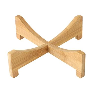 Imagem de ZJchao Planta Bandeja de Vasos de Flores de Planta Cruzada Riser Decorativa Multifuncional para Plantas Internas Decoração de Escritório Em Casa Bege Madeira 29x6cm (04)