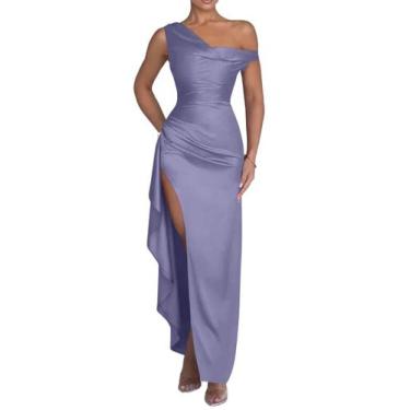 Imagem de Vestido de baile maxi Alphirkut 2024 feminino com fenda longa, glicíni