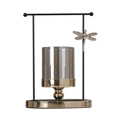 Imagem de Castiçal Suporte de castiçal de ferro nórdico libélula castiçal, decoração de vidro moderna simples castiçais ornamentos para casamento, Livi