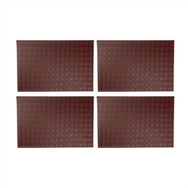 Imagem de Kit Descanso Pratos Jogo Americano 4 Peças Retangular Luxo Souspla Impermeável Mesa Jantar Borgonha