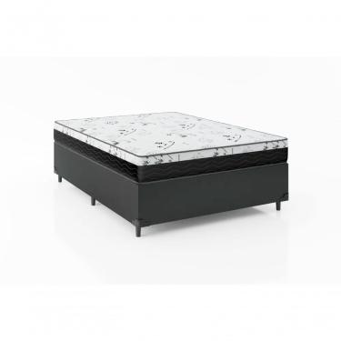 Imagem de Cama Box Casal 138 Sintético Preto Com Colchão Espuma D33 One Face - Bello Box - 58x138x188