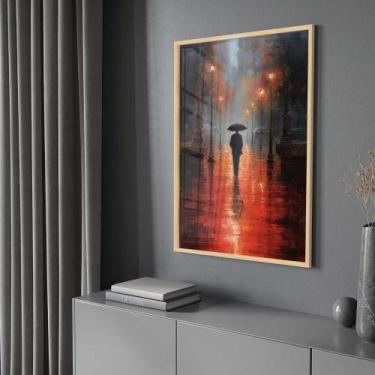 Imagem de Quadro Decorativo com Moldura e Acrilico Cristal Vidro Estrada Chuva A