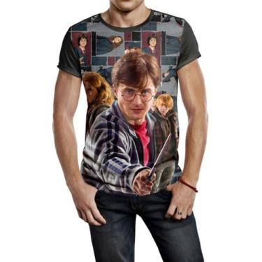 Imagem de Camiseta Masculina Harry Potter Full Print Ref:392 - smoke, Preto, GG