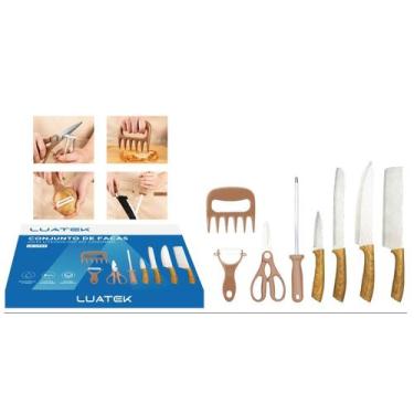Imagem de Conjunto De Facas Kit 8 Em 1 Luatek LKCF23, Marrom