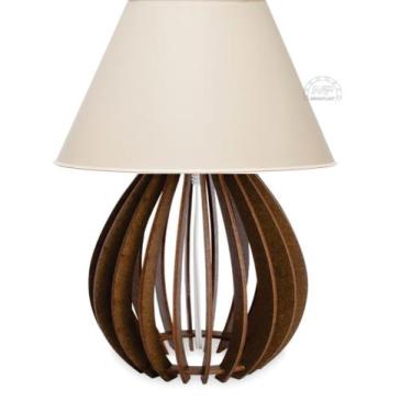 Imagem de Abajur de Madeira Bola mesa de cabeceira/ Quarto/ Cabeceira Marrom - M