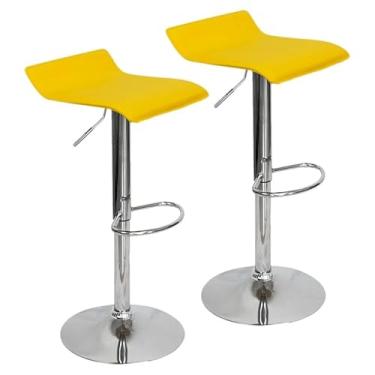 Imagem de Banquetas Alta, Conjunto de Bancos Giratórios Ajustáveis em Couro, 2 Peças(Amarelo)
