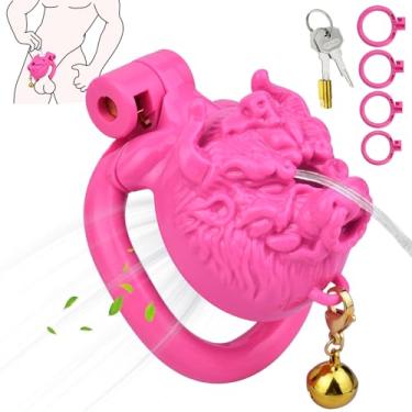Imagem de Gaiola de castidade Pink Nub - brinquedos maricas, dispositivos de castidade em forma de monstro com 4 anéis de pau, trava oculta e fácil micção, brinquedos sexuais maricas de resina BDSM para homens