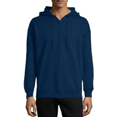 Imagem de Moletom Aberto Com Ziper Liso Capuz Bolso Blusa Frio Moleton-Masculino