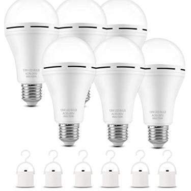 Imagem de Lâmpadas de LED de emergência recarregáveis para falha de energia de casa listadas a bateria lâmpada Falta de energia iluminação de leitura de acampamento Hurricane 12W 800LM E26 pacote com 4