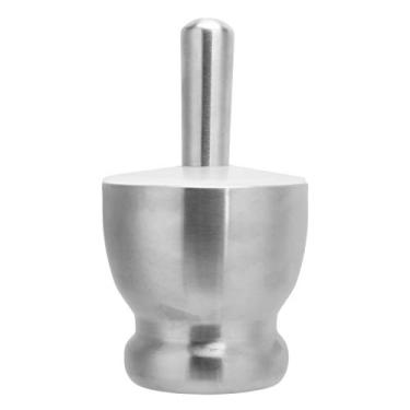 Imagem de Conjunto de almofariz e pilão, picador de alho, moedor manual de ervas para temperos em aço inoxidável 304, triturador de comprimidos para pesto em pó, moedor de ervas para especiarias