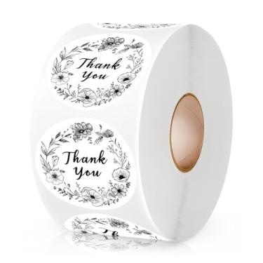 Imagem de 500 peças de adesivos florais de agradecimento para pequenas empresas, pedidos de embalagem, caixas e envelopes, etiquetas à prova d'água para cartões comemorativos aniversário, Natal, casamento