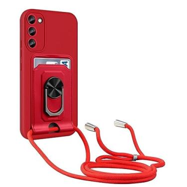 Imagem de Para Samsung S23 Ultra S22 Plus S21 S20 FE A54 A53 A52 A51 A33 5G A71 4G Magnetic Back Lanyard Case Ring Holder Card Slot Cover, red, For Samsung A72 5G 4G