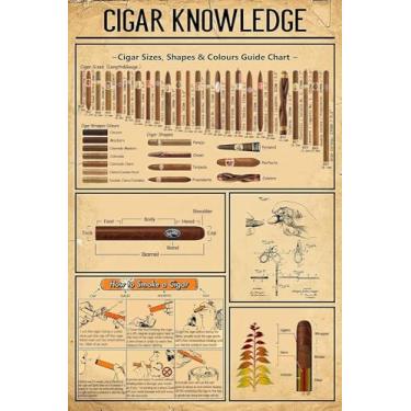 Imagem de Cututry Placa de metal retrô - pôster de arte vintage placa de conhecimento de charuto para casa, sala de estar, cozinha, café, bar, decoração de parede, placas, 20 x 30 cm