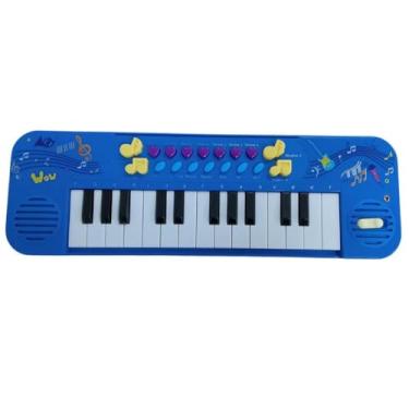 Imagem de Brinquedo para Crianças Kit Musical Infantil com Teclado e Microfone, Cor Azul, para Crianças, Instrumento Musical Educativo 3 Pilhas AA (NÃO INCLUSAS)