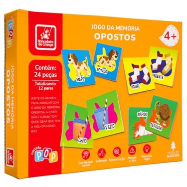 Imagem de Brincadeira de Criança Jogo da Memória Infantil Madeira 24 Peças Opostos