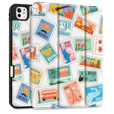 Imagem de DONGKE Capa para iPad Pro de 11 polegadas (M5 2025 / M4 2024, 6ª e 5ª geração) – [Suporte de lápis embutido] Capa ultrafina de couro sintético com três dobras na parte traseira de TPU macio, despertar