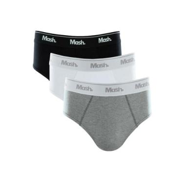 Imagem de Kit/3 Cueca Slip Mash 010.04 Masculina Algodão T. P/GG, GG, Cz05, Mesc