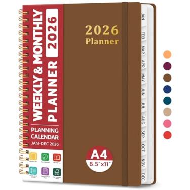 Imagem de Agenda 2026, agenda semanal e mensal, janeiro de 2026 a dezembro de 2026, agenda de calendário de capa dura 2026 com abas para mulheres e homens, bolso interno, encadernação espiral, perfeito para