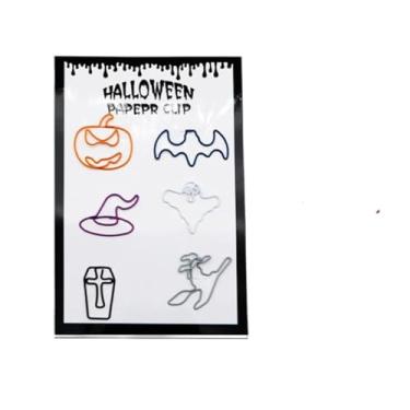 Imagem de 6 peças de clipe de papel da série Halloween em cores mistas, mini clipes de papel, acessórios para leitura de livros, documentos, notas da biblioteca escolar, escritório, casa, mesa para mulheres