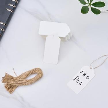 Imagem de 100 etiquetas de presente, etiquetas de papel com barbante 9,4 x 4,3 cm (branco)