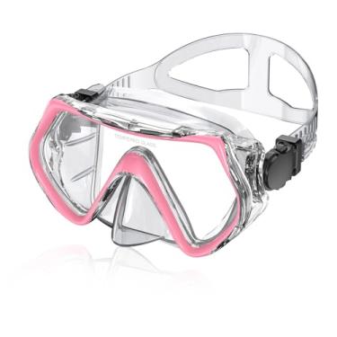 Imagem de Máscara de mergulho com snorkel, máscara de snorkel de natação anti-neblina, lente ultra clara com visão ampla, óculos de vidro temperado para adultos, com cobertura de nariz para mergulho, snorkel