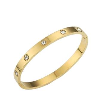 Imagem de Pulseiras de ouro para mulheres, joias de ouro, elos cubanos, clipe de papel, corrente de presente para mãe, filha, namorada, One Size, Aço inoxidável, Sem Pedra Preciosa