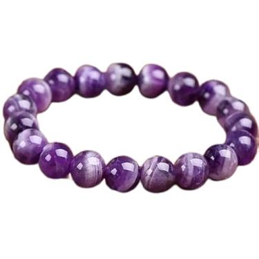 Imagem de 1 pulseira de cristal de ametista, pedra preciosa roxa feita à mão, unissex, presente para amigos, uso diário, formato sólido sem cheiro