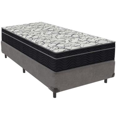 Imagem de Cama Box Cinza E Colchão Airtech 150 Espuma D45 Solteiro Ortobom