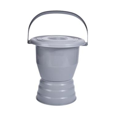 Imagem de oshhni Cuspideira com tampa, vaso sanitário com bordas lisas, prático, mictório noturno para adultos, quarto de, Cinza