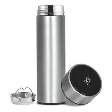Imagem de 2X Garrafa Térmica De Inox Com Termômetro 500Ml Garrafinha Á