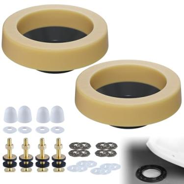 Imagem de Hibbent Kit de substituição de anel de cera de vaso sanitário extragrosso, anel universal de vedação de vaso sanitário com parafusos de latão e tampas de parafusos de vaso sanitário, flange de vaso