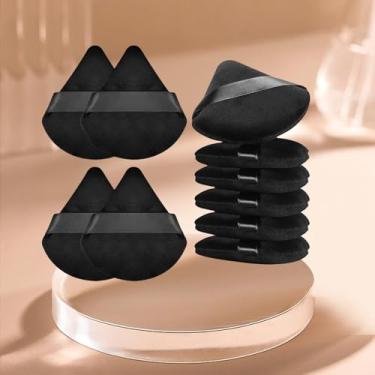 Imagem de Conjunto de sopro de pó triângulo macio, 10 peças, puffs de pó para rosto, esponjas de maquiagem para base, adequado para ferramentas de maquiagem cosmética líquida e creme (preto)
