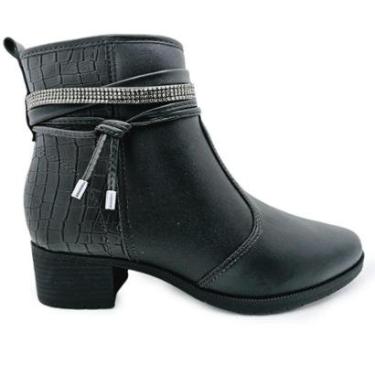 Imagem de Bota Moleca Salto Bloco 4cm com Detalhe em Brilho e Zíper-Feminino