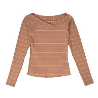 Imagem de Blusa Feminina Habana Canelada com Listras Azul Claro-Feminino