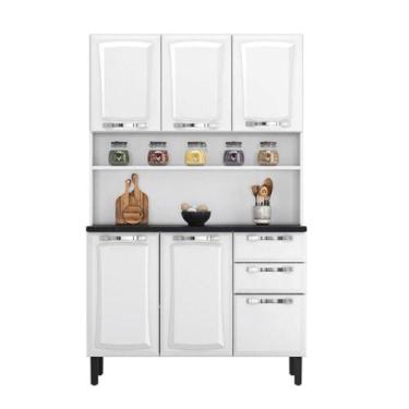 Imagem de Armário De Cozinha Pratika 120cm 6 Portas E 2 Gavetas Itatiaia Branco 