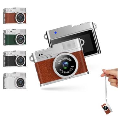 Imagem de Bewinner Mini Câmera de Keychain, 1080p 2MP Mini Thumb Câmera Digital Retro Com Cartão de Memória de 32 GB, Micro Camcorder de Tela Colorida de 0,96 Polegada para Estudo de Video Travel (Marrom)