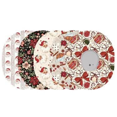 Imagem de Glucomart Adesivos para Dexcom G7 & Stelo – Pacote com 5 adesivos à prova d'água e à prova de suor CGM Overpatches – Fita CGM hipoalergênica de Natal e Ação de Graças (Natal vintage)