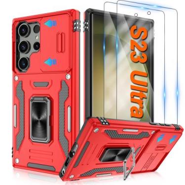Imagem de Capa ATUMP para Samsung Galaxy S23 Ultra de 6,8" vermelha com 2 protet