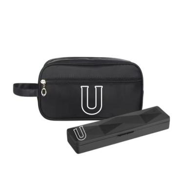 Imagem de Kit Necessaire e Porta Escova Preto Personalizado Iniciais - Mormino, 