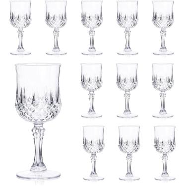Imagem de 12 Taças De Vinho De Plástico, Taças De Plástico Transparentes Para Recepção De Casamento, Taças Para Festas, Dia Dos Namorados, Aniversários, White