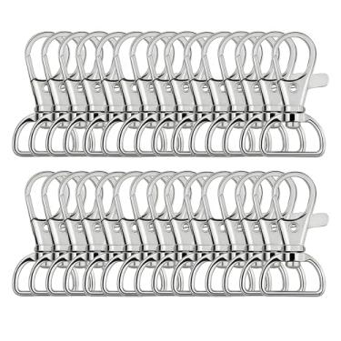 Imagem de Pacote com 30 anéis de chaveiros prateados - argolas de metal a granel com fecho seguro para organização, artesanato DIY, etiquetas de bagagem e identificação de animais de estimação